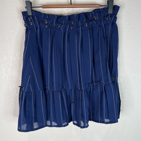 Tularosa Women's Pinstripe Hayley Skirt Elasticized Waist in Navy Size M - Picture 2 of 15